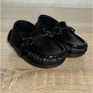 Minibella Boys 3.5 Black Leather Loafers Boat Shoes